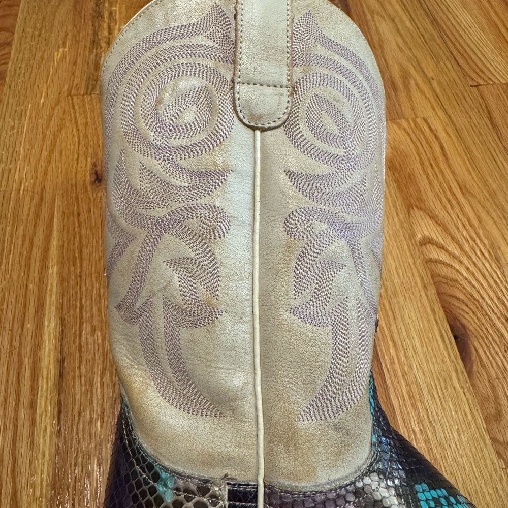 Women’s Roper multi colored Snakeskin Cowboy Boots w/Embroidered Shaft size 7.5 - Picture 12 of 16